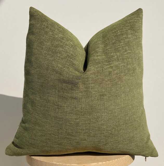Olive Green Textured Pillow - Modern Farmhouse Throw Decorative Cushion Cover - image 1