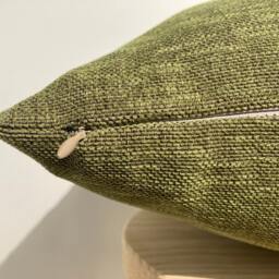 Olive Green Textured Pillow - Modern Farmhouse Throw Decorative Cushion Cover - thumbnail 4