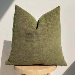 Olive Green Textured Pillow - Modern Farmhouse Throw Decorative Cushion Cover - thumbnail 3