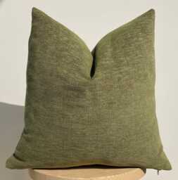 Olive Green Textured Pillow - Modern Farmhouse Throw Decorative Cushion Cover - thumbnail 1
