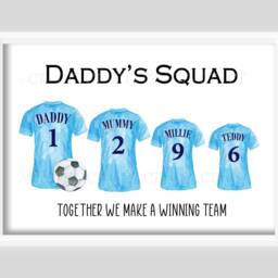 Personalised Family Daddy's Squad Football Team Print Shirts Up To 8 Members Only Unframed Boy Girl Father's Day Present Gift Dad - thumbnail 3