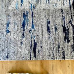 New Modern Navy Silver Grey Cream Metallic Marble Wave Design Rug Colorful Silky Soft Good Quality Floor Area Mats UK - thumbnail 3