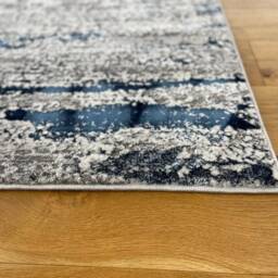 New Modern Navy Silver Grey Cream Metallic Marble Wave Design Rug Colorful Silky Soft Good Quality Floor Area Mats UK - thumbnail 2