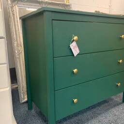 Chest Of Drawers Painted Bespoke Moroccan Geometric Bee Elephant Handles Stencilled - thumbnail 2