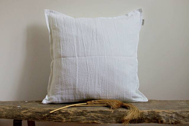 White Stonewashed Linen Pillow Cover, Rustic Style - image 1
