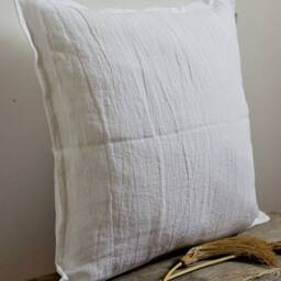 White Stonewashed Linen Pillow Cover, Rustic Style - thumbnail 2