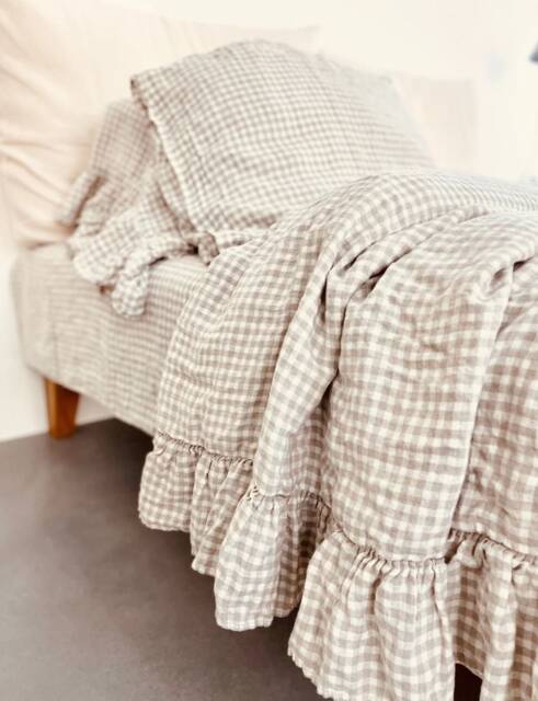 Linen Duvet Cover . Linen Bedding Set Shabby Chic Linen Ruffled Duvet Cover With Ruffles. Softened & Washed - image 1