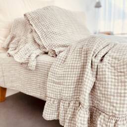 Linen Duvet Cover . Linen Bedding Set Shabby Chic Linen Ruffled Duvet Cover With Ruffles. Softened & Washed - thumbnail 3