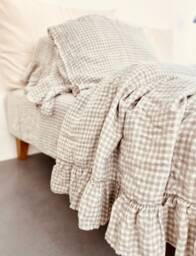 Linen Duvet Cover . Linen Bedding Set Shabby Chic Linen Ruffled Duvet Cover With Ruffles. Softened & Washed - thumbnail 1