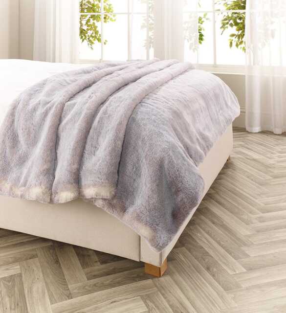 Handmade Silver Grey Faux Fur Throw Blanket, Vegan Suede, Medium 140 X 180cm - image 1