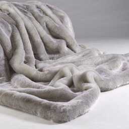 Handmade Silver Grey Faux Fur Throw Blanket, Vegan Suede, Medium 140 X 180cm - thumbnail 3