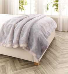 Handmade Silver Grey Faux Fur Throw Blanket, Vegan Suede, Medium 140 X 180cm