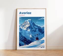 Avoriaz Travel Print - France Ski -Avoriaz Poster Artwork French Alps Wall Art - thumbnail 1