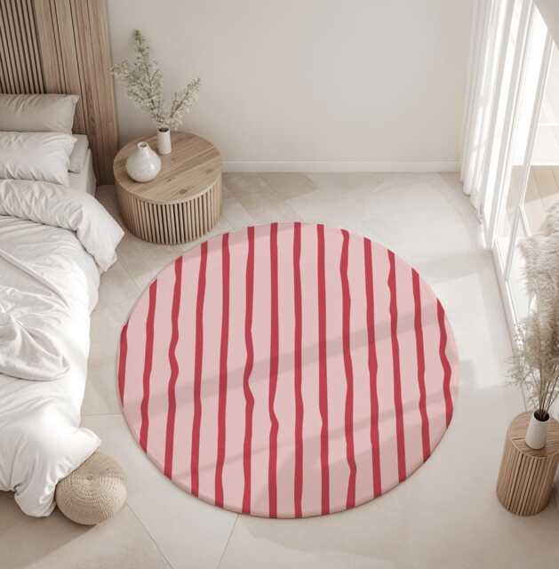 Wavy Stripes Pink & Red - Rug, Carpet, Kids Decor, Children's Room Decor, Kids Carpet - image 1