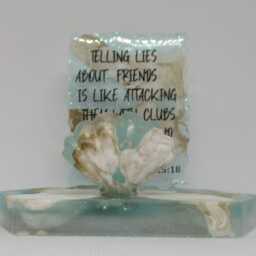 Verse Business Card Holder - Personalized Verse Christian Gift Resin Desk D??cor Beach Theme - thumbnail 2