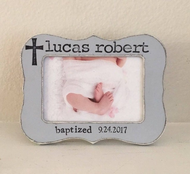 Personalized Baptism Picture Frame Religious Gift - image 1