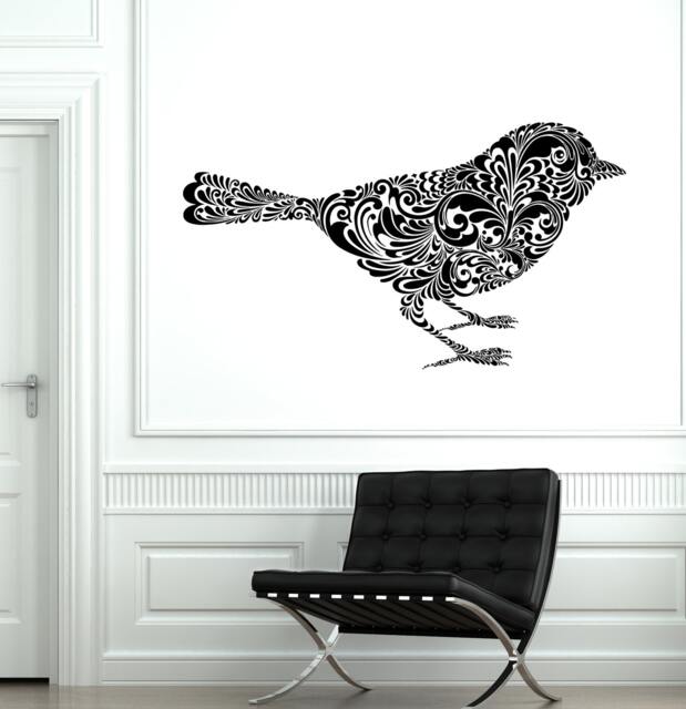 Wall Vinyl Sparrow Cute Bird Ornament Mural Decal Sticker 1736Dz - image 1
