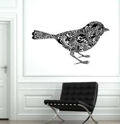 Wall Vinyl Sparrow Cute Bird Ornament Mural Decal Sticker 1736Dz - thumbnail 1
