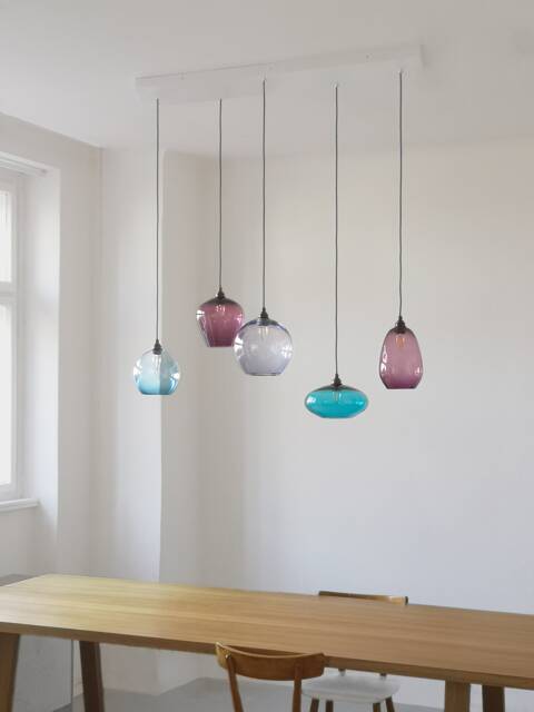 Hand Blown Glass Dining Table Chandelier, Multi Light Pendant - image 1