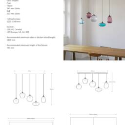 Hand Blown Glass Dining Table Chandelier, Multi Light Pendant - thumbnail 3