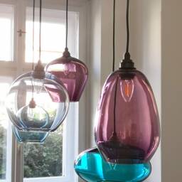Hand Blown Glass Dining Table Chandelier, Multi Light Pendant - thumbnail 2