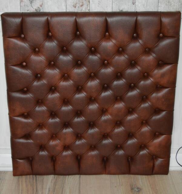 Fix To Wall 1Mtr X Deep Buttoned Headboard in Premium Chestnut Faux Leather - image 1
