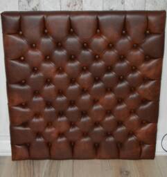 Fix To Wall 1Mtr X Deep Buttoned Headboard in Premium Chestnut Faux Leather