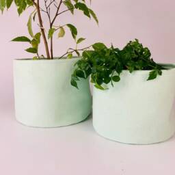 Handmade Peppermint Green Velvet Plant Pot Cover, Reclaimed Fabric - thumbnail 3