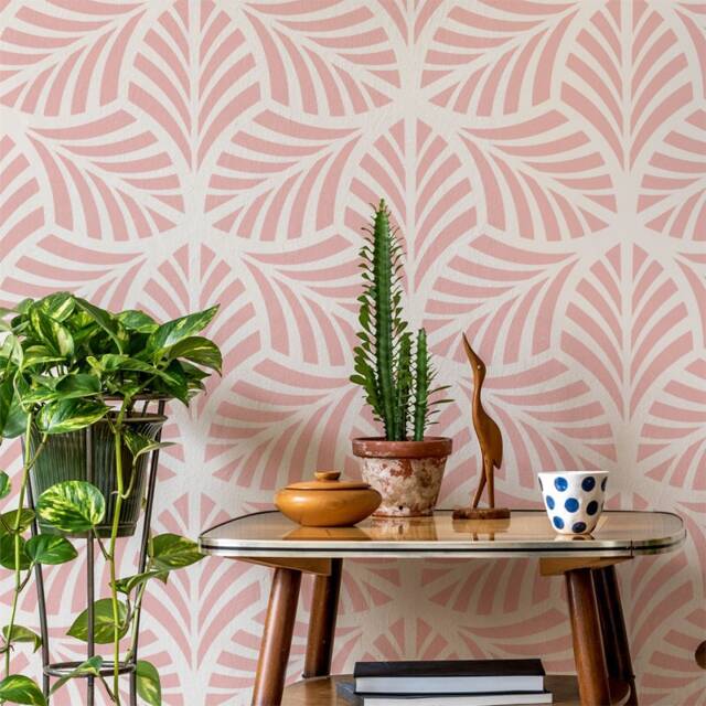 Radiant Leaf Pattern Stencil Large Tropical Wall Decor - image 1