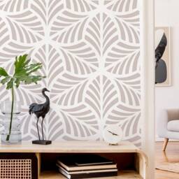 Radiant Leaf Pattern Stencil Large Tropical Wall Decor - thumbnail 4