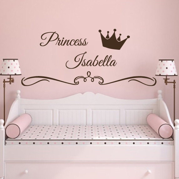 Wall Decal Name Personalized Custom Decals Vinyl Sticker Home Decor Crown Princess Art Mural Nursery Girl Bedroom Op6 - image 1