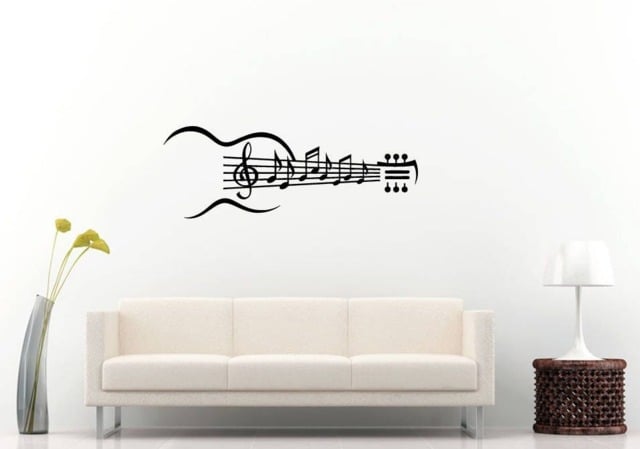 Acoustic Guitar Music Notes Strings Melody Band Orchestra Instrument Wall Sticker Decal Vinyl Mural Decor Art L2324 - image 1