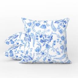 Outdoor Pillows - Weatherproof Garden Cushions Chinoiserie Paisley Blue & White Floral Pattern Decorative Waterproof Home Cushion - thumbnail 1