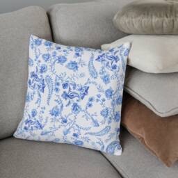 Outdoor Pillows - Weatherproof Garden Cushions Chinoiserie Paisley Blue & White Floral Pattern Decorative Waterproof Home Cushion - thumbnail 3