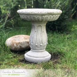 Hand Cast Stone Bird Bath - Highly Detailed Garden Decor - thumbnail 2