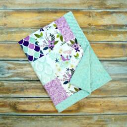 Mermaid Baby Blanket - Personalized Minky Girl Embroidered Name Tween Gift Mermaids - thumbnail 2