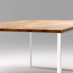 Scandinavian Table Basic Tre Ii, Minimalist Dining Table, White Steel Frame Kitchen Metal & Solid Wood Modern - thumbnail 3