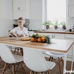 Scandinavian Table Basic Tre Ii, Minimalist Dining Table, White Steel Frame Kitchen Metal & Solid Wood Modern - thumbnail 2