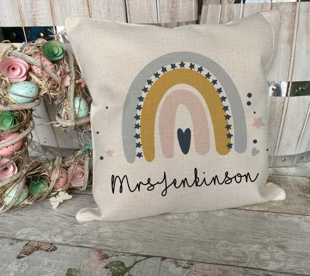 Personalised Rainbow Gifts - Teacher Cushion Graduation For New Teaching Assistant Colleague - image 1