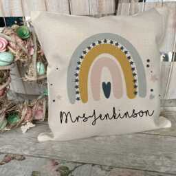 Personalised Rainbow Gifts - Teacher Cushion Graduation For New Teaching Assistant Colleague - thumbnail 4
