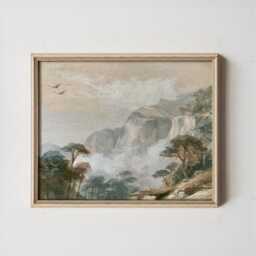 Misty Mountain Poster, Cliff Landscape Print, Nature Wall Art, Paper - thumbnail 4