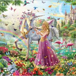 Princess Unicorn Butterfly Fantasy Colourful Large Canvas Art Print Gift A0 A1 A2 A3 A4 - thumbnail 2