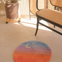 Tufted Gradient Handmade Rug - Moon Circle Sunset Colorful Carpet Made To Order - thumbnail 2
