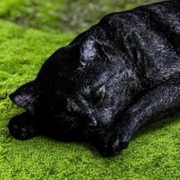 Black Kitty Sculpture Concrete Sleeping Cat Statue Outdoor Stone Pet Figurine Cement Kitten Decor Memorial Ornament Lover Gift - thumbnail 2