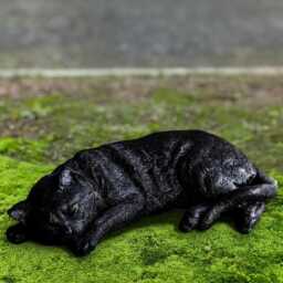 Black Kitty Sculpture Concrete Sleeping Cat Statue Outdoor Stone Pet Figurine Cement Kitten Decor Memorial Ornament Lover Gift - thumbnail 1