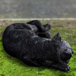 Black Kitty Sculpture Concrete Sleeping Cat Statue Outdoor Stone Pet Figurine Cement Kitten Decor Memorial Ornament Lover Gift - thumbnail 3