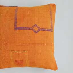 Moroccan Cactus Silk Cushion Cover, Handmade Sabra Throw Pillow, Orange Cushion, Scatter 16''x16''/40x40 cm - thumbnail 2
