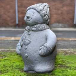 Concrete Snowman Ornament Stone Christmas Sculpture Winter Garden Figurine Cement Snow Figure Outdoor Holiday Decoration Gift - thumbnail 3