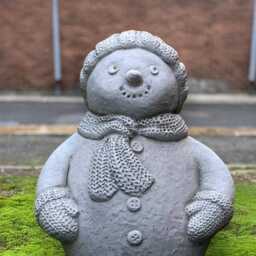 Concrete Snowman Ornament Stone Christmas Sculpture Winter Garden Figurine Cement Snow Figure Outdoor Holiday Decoration Gift - thumbnail 2