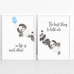 Panda Nursery Wall Art, Animal Balloon Print, Baby Room Decor, Playroom Poster Artwork - thumbnail 3